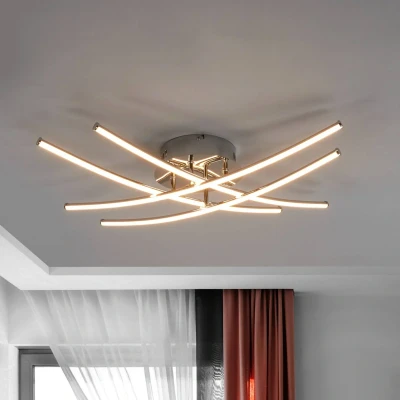 Afbeelding van Lindby LED plafondlamp metaal, kunststof H: 13 cm chroom, wit