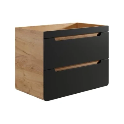 Afbeelding van Hangend meubel onder wastafel, naturel en antraciet 80 cm ARUBA L x H 59 D 46
