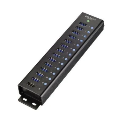 Image de 13 ports hub usb 3.0 boîtier en aluminium, pour montage mural, avec port de charge rapide renkforce 1299048