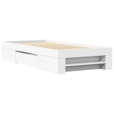 Afbeelding van vidaXL Bedframe bewerkt hout wit 90x200 cm