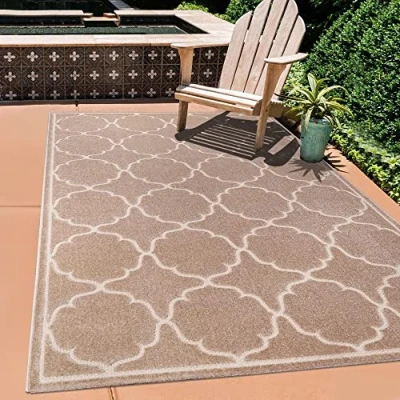Afbeelding van Outdoor tapijt, weerbestendig, tapijt voor binnen en buiten, balkontapijt, waterafstotend, tapijten terras, tuin, keuken, badkamer of woonkamer, grijs, 120 cm, rond