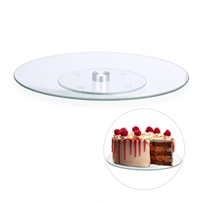 Afbeelding van Relaxdays taartplateau draaibaar serveerplateau taartstandaard 30 cm glas