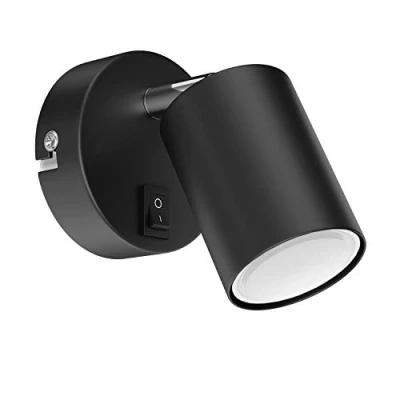 Afbeelding van ledscom.de WAIKA Wandlamp, enkele vlam, met schakelaar, GU10, mat zwart, incl. led lamp 630 lm, wit