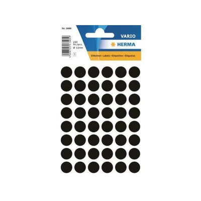 Afbeelding van Huismerk Herma 1869 Etiket Rond 12mm Zwart 240 Etiketten