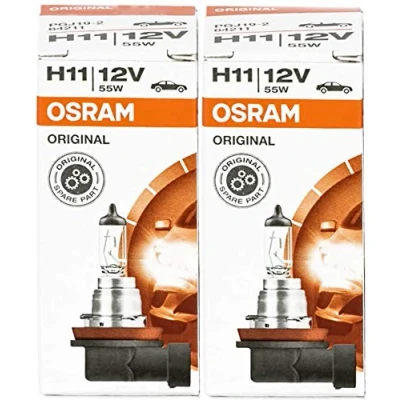 Afbeelding van Osram 64211 H11 55W autolampen halogeen koplamp set van 2 UV filter OEM in originele verpakking