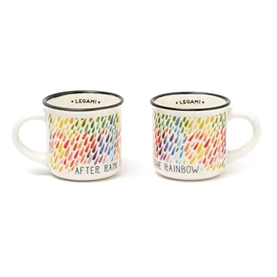 Afbeelding van Legami MM0017, Espresso For Two, 2 koffiekopjes van porselein New Bone China, inhoud 50 ml, after rain thema, vaatwasmachinebestendig, magnetronbestendig