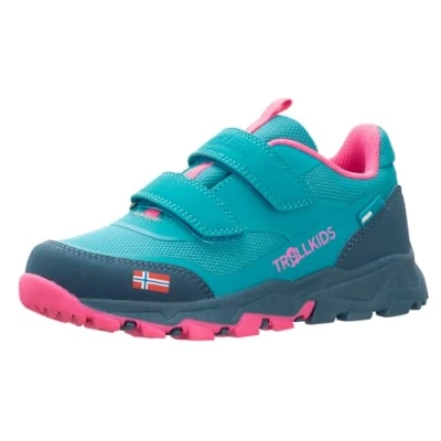 Afbeelding van Trollkids Preikestolen Chaussures de randonnée imperméables pour enfant, Turquoise foncé, magenta clair, 35 EU