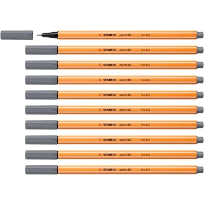 Afbeelding van STABILO point 88 Premium Fineliner Fine 0,4 mm Donker Grijs Doos 10 stuks