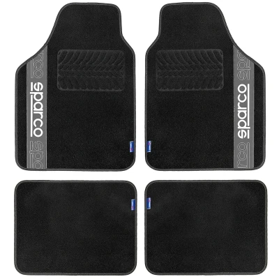 Afbeelding van Vloermattenset voor auto Sparco F510 Tapijt Universeel Zwart Grijs 4 Onderdelen