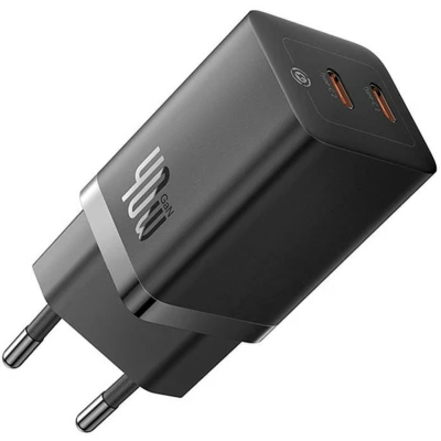 Afbeelding van Baseus GaN5 Pro 40W Compacte Fast Charger Duo USB C Zwart