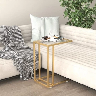 Afbeelding van vidaXL Computer bijzettafel 50x35x65 cm gehard glas transparant
