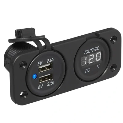 Afbeelding van Pro Plus Inbouw Kit: Voltmeter 6 30V + USB Poort Dubbel 2 x 2100mA