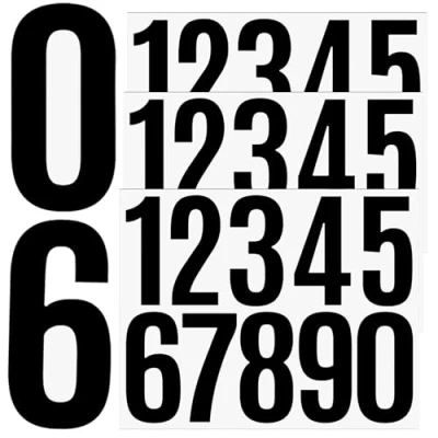 Afbeelding van 9 stuks zelfklevende vellen voor huisnummers, waterdichte vinylstickers van 1 tot 10 cm, 7,6 brievenbus, auto, huis (zwart)