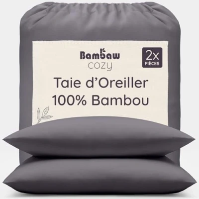 Afbeelding van Bamboe Kussenslopen 2 stuks Eco Kussensloop 80cm bij Houtskool Luxe Beddengoed Hypoallergeen Puur Lyocell Ultra ademende Stof Bambaw