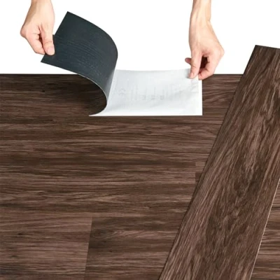 Afbeelding van neu.holz Vloerbedekking zelfklevend ongeveer 1 m² gerookte eik (Smoked Oak), vinyl laminaat, vloerbedekking, 7 decoratieve strips, geschikt voor vloerverwarming