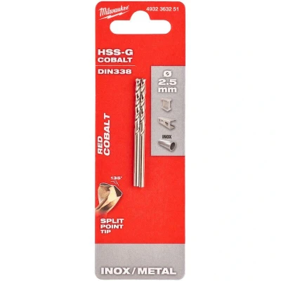 Afbeelding van MILWAUKEE 4932363251 HSS G Cobalt metaalboor DIN 338 2,5x57mm (2 st.)