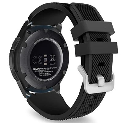 Afbeelding van MoKo Siliconen reservebandje compatibel met de Samsung Galaxy Watch 3 45 mm/Galaxy 46 mm/Gear S3 Frontier/Huawei GT2 Pro/GT/GT2 mm, 22 zwart