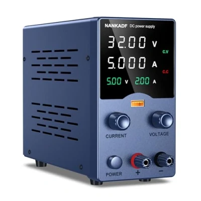 Afbeelding van NANKADF 0 30 V 5 A DC laboratoriumvoeding met draaiknopinstelling, verstelbare schakelbare voeding USB snellaadfunctie 3,6
