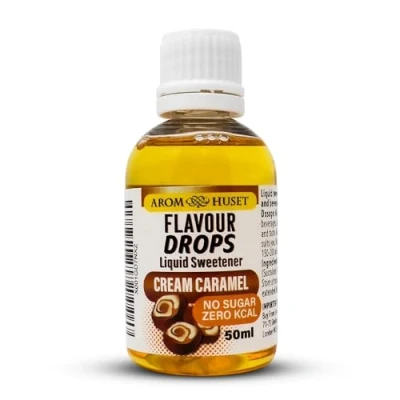 Image de Aromhuset Gouttes de crème caramel 50 ml Liquide aromatisé haute intensité, sans sucre, zéro calorie pour boissons protéinées, pâtisserie, yaourt, glacée, desserts et plus encore