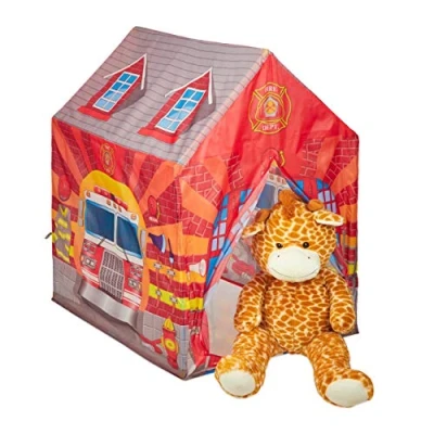 Afbeelding van Relaxdays brandweer speeltent kindertent binnen speelhuis kinderkamer rood