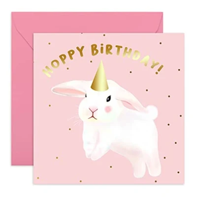 Afbeelding van Central 23 Mooie verjaardagskaart voor meisjes &quot;Hoppy Birthday&quot; Konijn verjaardagskaarten Sweet Happy Birthday haar nichtje en kleindochter
