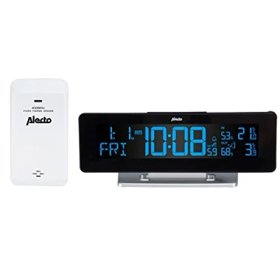 Afbeelding van Alecto WS 2500 Digitale wekker met weerstation, zwart/zilver Black Silver