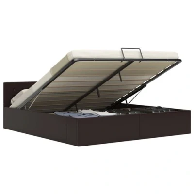 Afbeelding van vidaXL Bedframe met opslag hydraulisch kunstleer grijs 160x200 cm