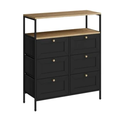 Afbeelding van Vicco Belaro Bijzettafel 80 x 95 cm met 6 laden Zwart