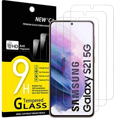 Afbeelding van NEW&#039;C 3 Pack, getemperd glas voor Samsung Galaxy S21 5G (6.2), beschermfolie het scherm anti kras Bubble Free Ultra bestendig (0,26mm HD Transparant) hardheid 9H