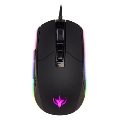 Afbeelding van SPYCO Action MO 101, ergonomische gamingmuis, 7200 dpi, RGB licht met 6 kleureffecten, gewicht 123 g, 7 programmeerbare toetsen, gevlochten draad