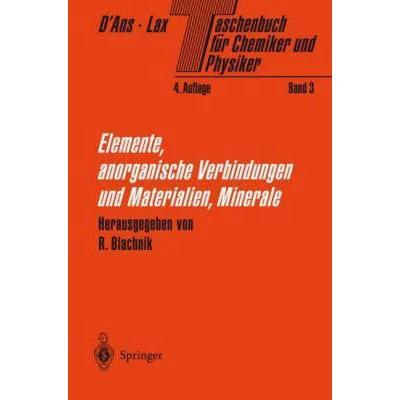 Afbeelding van Taschenbuch Fur Chemiker Und Physiker: Band 3: Elemente, Anorganische Verbindungen Materialien, Minerale