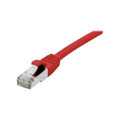 Image de deXlan Cordon de raccordement RJ 45 (M) pour 3 m SFTP CAT 6a sans halogène, moulé, crochet rouge