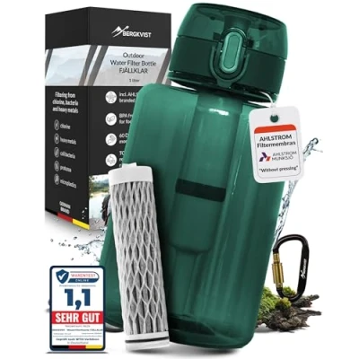 Afbeelding van BERGKVIST® AHLSTROM® Waterfilterfles voor buiten, 1 l, drinkfles met filter van het merk schoon drinkwater kamperen, wandelen en survivalavonturen (groen)