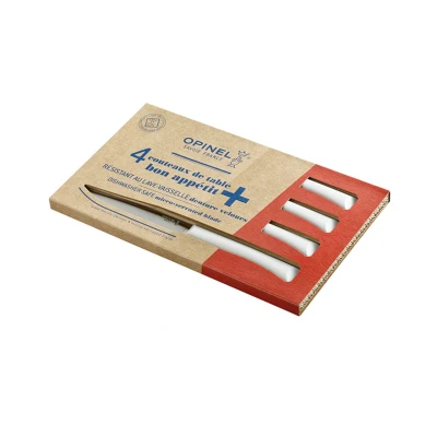 Afbeelding van Opinel N125 Bon Appétit+ Cloud Tafelmessenset 4 delig Wit Microkarteling RVS Steakmes