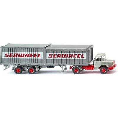 Afbeelding van Wiking 052402 H0 Vrachtwagen Magirus Deutz Trekker containeropleggercombinatie Seawheel