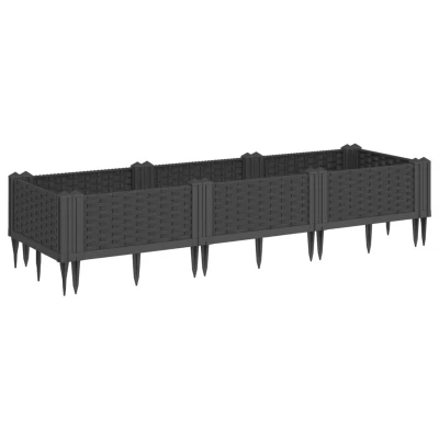Afbeelding van Plantenbak met pinnen 125x40x28,5 cm polypropeen zwart