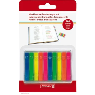 Afbeelding van Brunnen 1055886 Markeringsstrips 200 stuks (neonkleuren transparant, verwijderbaar zonder sporen achter te laten)