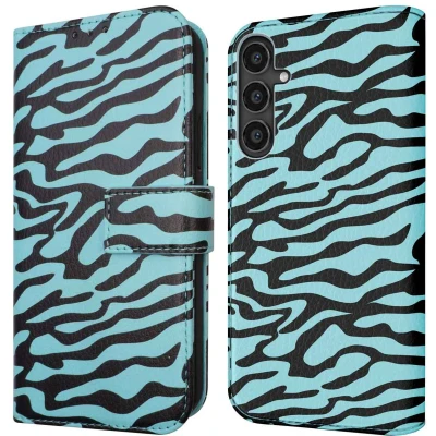 Afbeelding van iMoshion Hoesje Geschikt voor Samsung Galaxy S23 FE Met Pasjeshouder Design Bookcase smartphone Meerkleurig / Black Blue Stripes
