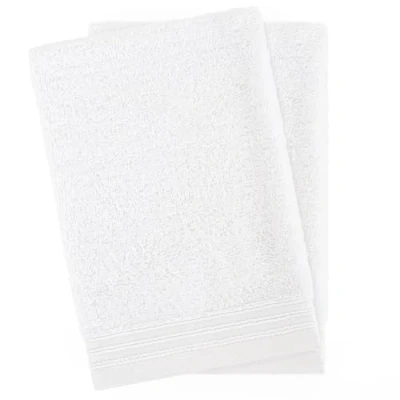Afbeelding van Hammetex Set van 2 badhanddoeken, 15 x 22 cm, extra zacht en absorberend, 100% katoen, licht duurzaam, perfect voor badkamer, spa sportschool, wit