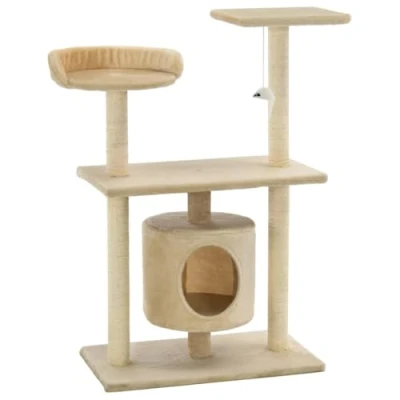 Afbeelding van vidaXL Kattenkrabpaal met sisal krabpalen 95 cm beige