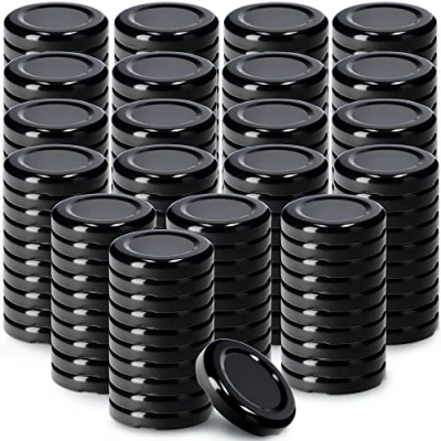Afbeelding van KADAX 200 stuks schroefdeksels Fi43 mm metaal voor glazen van 40 ml, reservedeksel met 4 vastkliktanden, deksel inmaakpotten, flessen en zwart