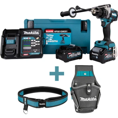 Afbeelding van Makita HP001GM201 40V Li Ion accu klopboor /schroefmachine set (2x 4,0Ah) in Mbox 115Nm koolborstelloos