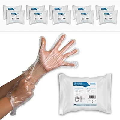 Image de ARNOMED gants jetables en PE pour hommes, 1000 pcs gant jetable sacs, alimentaire de ménage transparents, plastique protection la coloration des cheveux, fins