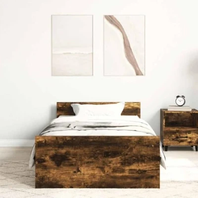 Afbeelding van Bedframe Bewerkt Hout Sonoma Eikenkleurig 100X200 cm 90 x 200 / Gerookt eiken
