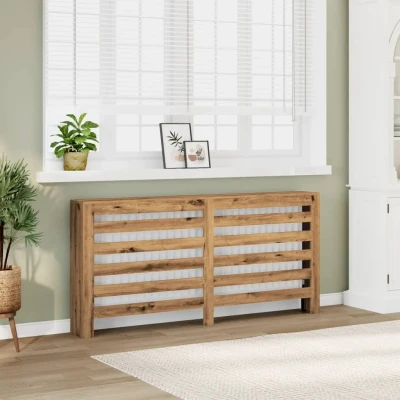 Afbeelding van Radiatorombouw 175x20x82 cm bewerkt hout artisanaal eikenkleur