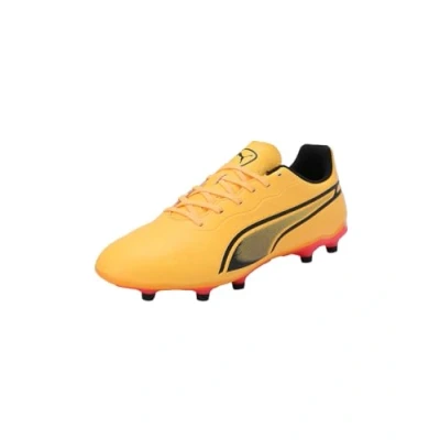 Afbeelding van Puma KING Match FG/AG Voetbalschoenen met kunststof noppen, Heren, Maat: 42.5, Sun stream/black/sunset glow Hoogwaardig imitatieleer