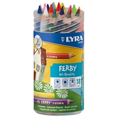 Afbeelding van LYRA 3623180 Ferby ronde afsluitbare doos met 18 kleurpotloden, gesorteerd