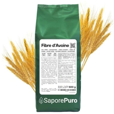 Image de SaporePuro Fibre d&#039;Avoine en poudre 500 gr Sans Gluten Source naturelle de fibres