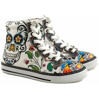Afbeelding van Goby Sugar Skull Dames Sneakers Handgemaakt Vegan Leer Maat 39
