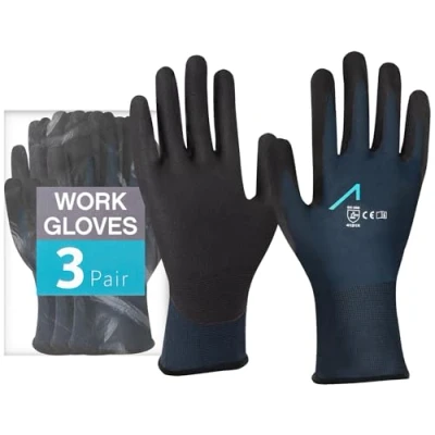 Afbeelding van ACE werkhandschoenen 3 paar beschermende handschoenen voor handwerk en tuinieren 08/M (3 stuks)
